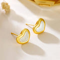 7094 korean gold white heart anti tarnish earring