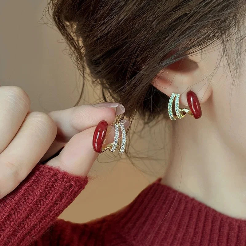 red zirconia earring